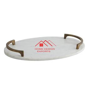 Plateau de service alimentaire en marbre blanc sculpté à la main - Product Image 6