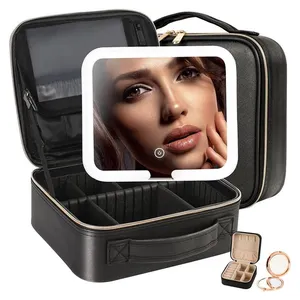 Smart Led Makeup Bag With Mirror Lights Large Capacity Professional Cosmetic  Case For Women Travel Organizers Beauty Kit Storage - AliExpress