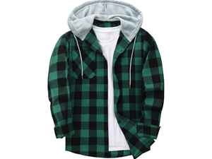 Wholesale <b>Oversized</b> <b>Flannel</b> T-<b>Shirt</b> Hoodie Casual Plaid Long Sleeve Hooded <b>Shirt</b> For Mens And Womens Streetwear Fashion - Product Image 5