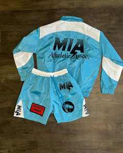 Marca personalizada propio logotipo de los hombres chaqueta pantalones cortos chándal verano conjunto rompevientos ropa trajes pantalones cortos conjunto - Product Image 1