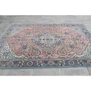 Grand tapis vintage 5,9x9,2 pieds, tapis oriental turc en laine rose - Product Image 4