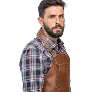 Custom Made Logo <b>Leather</b> Bib High Quality Adjustable Unisex Workshop Kitchen Oversleeve for Cleaning Home or Office Use - Product Image 3