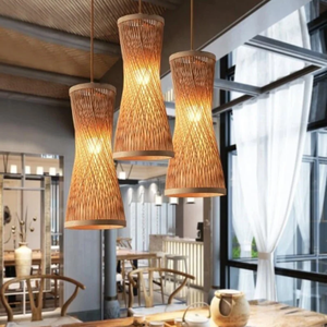 โคมไฟระย้าไม้ไผ่ธรรมชาติ,โป๊ะตกแต่งสไตล์เรโทรผลิตในเวียดนาม - Product Image 5