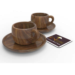 Handmade Creative Wooden Mug & Saucer <b>Set</b> for Retro Coffee & Oatmeal Hand-Brewed Breakfast <b>Cup</b> for Table Decor - Product Image 4