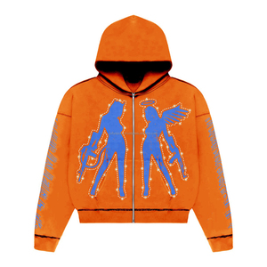2025 diseño personalizado doble cremallera Stoned Coat mujeres Sudadera con capucha logotipo personalizado de talla grande forro polar manga larga sólido sudaderas con capucha mujeres - Product Image 4