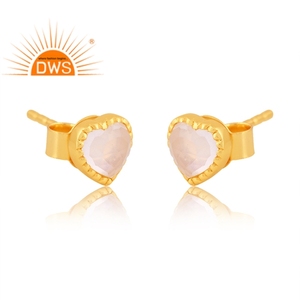 Venta caliente plata esterlina 18K chapado en oro Arco Iris Luna piedra preciosa corazón diseño Stud pendiente Demi joyería fina fabricante - Product Image 2