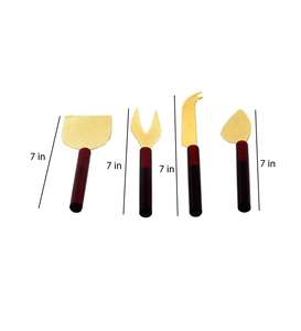 Set of 4 High Quality Red Stainless Steel Cheese <b>Knives</b> Modern Design Metal Fork and Spoon for Home Hotel Restaurant Use - Product Image 3