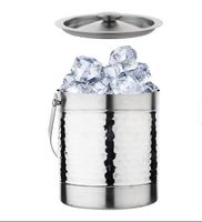 Seau à glace en acier inoxydable avec couvercle et pinces à glace, écologique, pour sublimation, essentiel pour le camping et le bar à domicile, rétention de glace de 1 kg pour la bière