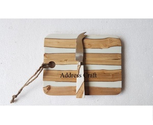 Planche à découper en bois d'acacia avec outil de coupe en acier inoxydable, planche à découper en bois, planche de confiserie, ensemble de couverts à fromage, prix de gros - Product Image 3