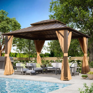 Pérgola Impermeable de Fácil Montaje, Personalizable, con Techo Doble, Estructura de Aluminio, <span class=keywords><strong>Gazebo</strong></span> Exterior con Techo Rígido y <span class=keywords><strong>Cortinas</strong></span> de Malla, Gran Venta - Product Image 6