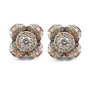 Bijoux OEM, design spécial, haute qualité, or rose massif 18 carats, diamant véritable, forme de fleur mignonne, fiançailles, mariage, fête - Product Image 1