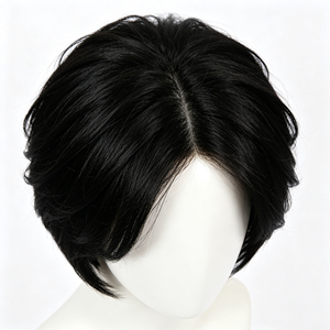 Peluca de cabello humano con frente de encaje, corte bob en capas con raya al medio, color negro, para uso diario en mujeres. - Product Image 4