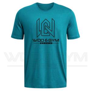 เสื้อยืดแห้งเร็วแบบมืออาชีพสำหรับผู้ชายชุดกีฬาแนวสตรีทแบบลำลองสีพื้นมีโลโก้ตามสั่งพิมพ์ด้านหน้าเสื้อผ้า - Product Image 5