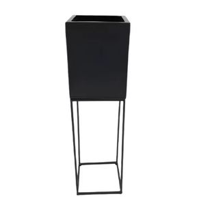 Maceta cuadrada de hierro decorativa para el hogar con soporte Color gris mate Juego de gran tamaño de 2 macetas de jardín y macetas para sala de estar - Product Image 2