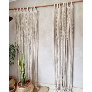 Rideau mural bohème en macramé, décoration en rotin faite à la main pour salon, motif vertical et abstrait pour la décoration de la maison - Product Image 1