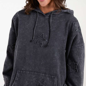 Cuello alto, sudaderas con capucha cortas con cremallera para mujer Cremallera personalizada Algodón pesado Lavado ácido French Terry Zip up Acid Distressed - Product Image 6