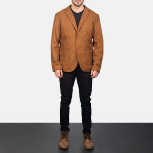 Blazer décontracté Borges en laine kaki avec fermeture à simple boutonnage, tissu tricoté, longueur longue - Product Image 3