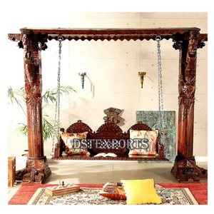 Columpio Artesanal de Madera para Decoración del Hogar, Acabado Antiguo, Tallado Pesado, Jhula Duradero de Diseño, Jhoola de Teca a los Mejores Precios de Descuento - Product Image 6