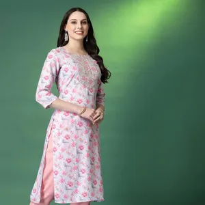 Nuovo arrivo indiano Pakistani Wedding Salwar si adatta alle donne Ready To Wear ricamato in puro cotone Kurti set a prezzi di fabbrica OEM