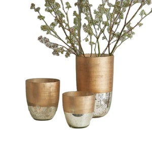 Metal Two Finishes High Quality Set of 3 Copper and Silver Flower Vase Planter Home Decor Table <b>Top</b> - Product Image 1