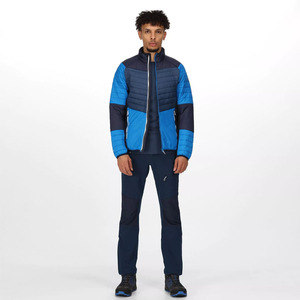 Veste Softshell matelassée zippée à panneaux bleus pour hommes de haute qualité avec col montant et poches à vendre à des prix bas - Product Image 3