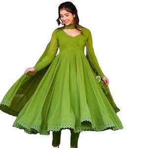 El último vestido de diseñador Heavy Faux Georgette Anarkali de Fab Zone - Product Image 1