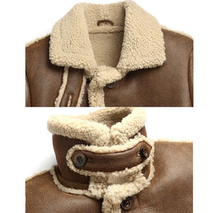 Manteau long en cuir véritable pour homme, style rancher, en peau de mouton, avec doublure en fourrure Sherpa, pour l'hiver, vente en gros OEM - Product Image 4