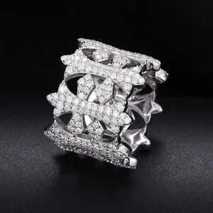Anillos de moissanita de diamantes completos de lujo Anillo de diamantes de moissanita de Hip Hop con probador de diamantes de Plata de Ley 925 - Product Image 1