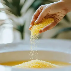 Sel de bain au curcuma naturel en gros |   Bain détoxifiant biologique pour éclaircir la peau et la détente |   OEM ODM Marque privée disponible - Product Image 3