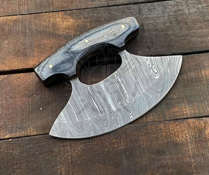 Couteaux à hacher Ulu écologiques à lame en acier Damas à haute teneur en carbone, fabriqués à la main, avec fourreau en bois et poignée réglable, à prix raisonnable - Product Image 6
