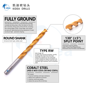 Kidea hoàn toàn mặt đất M35 loạt công nghiệp titan chống gỉ Twist khoan bit lý tưởng cho thép không gỉ và hợp kim khoan - Product Image 2