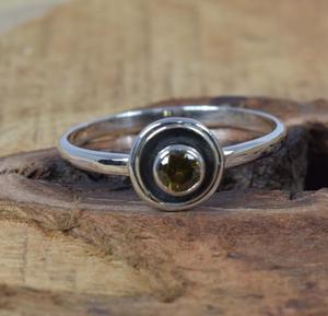 Elegante estilo bohemio 925 anillo de plata esterlina cuarzo ahumado Natural facetado noviembre piedra natal joyería símbolo cristiano - Product Image 2