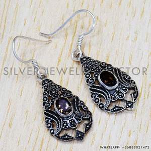 Pendientes de Plata de Ley 925 para Mujer y Niña, Pendientes de Piedras Preciosas de Topacio de la Mejor Calidad con Sello 925, Joyería de Plata Hecha a Mano - Product Image 2