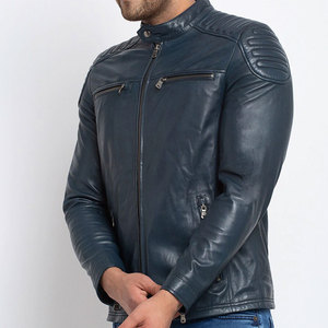 2024 Men's Casual Winter <b>Jacket</b> Customized <b>Thin</b> Cow Skin Stand Collar <b>Waterproof</b> Breathable Windproof Fashionable Motor Biker - Product Image 2