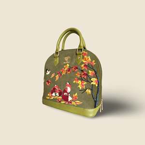 Sac à main de soirée en cuir vegan brodé - Vert olive, sac de fête de mariage - Product Image 5