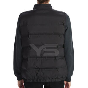 Chaqueta acolchada recubierta de invierno informal, diseño sin mangas, cuello levantado, a prueba de viento, transpirable, cierre de cremallera, patrón sólido antiretráctil - Product Image 2