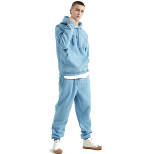 Chándal de gimnasio de alta calidad para hombre, conjunto de Sudadera con capucha, 100% algodón, bolsillo de carga liso, chándal con capucha para hombre - Product Image 3