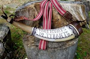 Récipient de corne en poudre à collectionner tribal de style religieux Viking fabriqué à partir de corne animale naturelle - Product Image 2