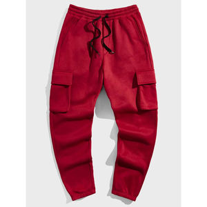 กางเกงวอร์มผ้าฟลีซสีแดงเลือดหมู ดีไซน์ล่าสุด สำหรับผู้ชาย สไตล์สตรีทแวร์ ระบายอากาศได้ดี ผ้าฝ้าย 100% กางเกงลำลองผู้ชาย - Product Image 5