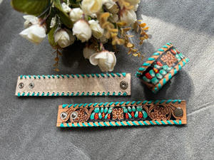 Nueva llegada Venta caliente occidental elegante hecho a mano pintado cuero mecanizado mano brazalete pulseras Unisex uso diario accesorio de moda - Product Image 6