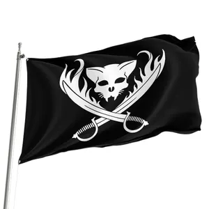 Banderas personalizadas, producto promocional, venta al por mayor, bandera pirata, 3x5 pies, 100% poliéster, impresión barata de doble cara