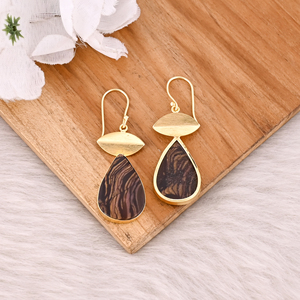 ต่างหูชุบทองคำแท้คุณภาพสูง ประดับด้วยพลอยมาลินกา แจสเปอร์ ดีไซน์แฟชั่นสไตล์โบฮีเมียน ต่างหูโดดเด่น ขายส่ง เครื่องประดับยอดนิยม - Product Image 4