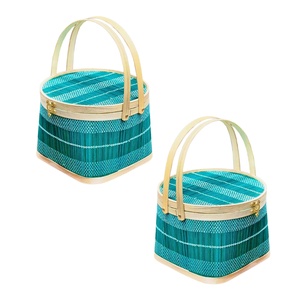 Multi-Functional BAMBOO <b>GIFT</b> <b>BASKET</b> FRUIT <b>BASKET</b> with Handles Eco-Friendly Packaging for Retail & Events Home Decor - Product Image 1