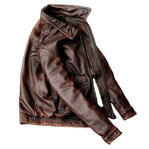 Veste en Cuir Marron Zippée pour Homme de Super Qualité, Blouson d'Hiver Moto Élégant en Cuir de Vachette Véritable de Haute Qualité - Product Image 2