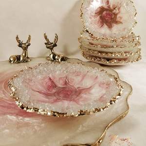 Modèle de bol de service en résine personnalisable pour mariage, cadeaux de retour, décoration intérieure, utilisation sur table - Product Image 1