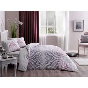 Divina Lila Taç Ranforce Ensemble de housse de couette simple Design violet élégant - Product Image 1