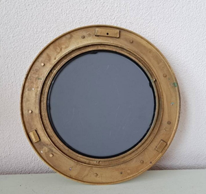 Art deco ojo de buey/orificio de puerto de latón con espejo, 50s ojo de buey náutico decoración de pared marítima-ventana - Product Image 2