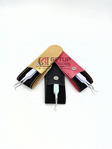 Pince à épiler d'extension de cils à pointe argentée de haute qualité en différentes couleurs Double poignée en diamant incurvée Instruments de beauté avec logo personnalisé - Product Image 2
