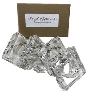 Anneaux de serviette en acrylique solide clair avec support de fleur de bourgeon en gros anneau de serviette en Lucite pour boucle de serviette de décoration de mariage - Product Image 1