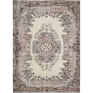 พรมขนสัตว์ถักมือสีเบจและสีน้ำตาล ขนาด 9x12 ฟุต รุ่น Pae-3295 ลายเหรียญตรา สำหรับตกแต่งบ้าน ห้องนั่งเล่น หรือทางเดิน - Product Image 1